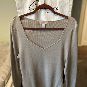 H&M Gray Ribbed Long Sleeve Top